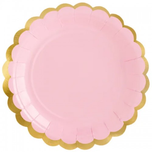 Pratos Rosa Recorte Dourado